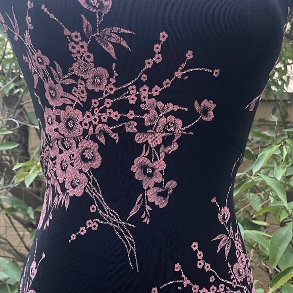 Charlotte Russe Black Floral Print Midi Dress Size M Crisscross Back - Picture 6 of 16